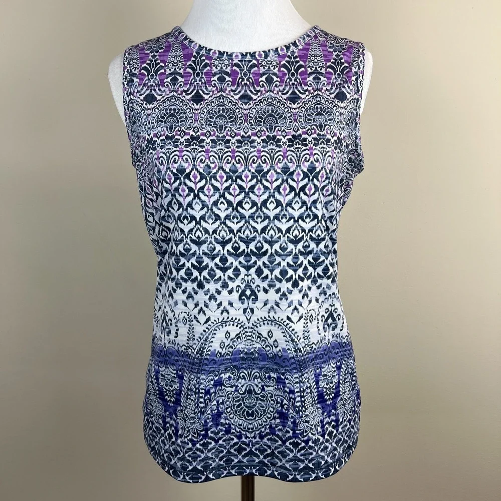 Athleta Printed Muscle Up Tank Top Womens Small Athleisure‎ Yoga Casual Jersey S